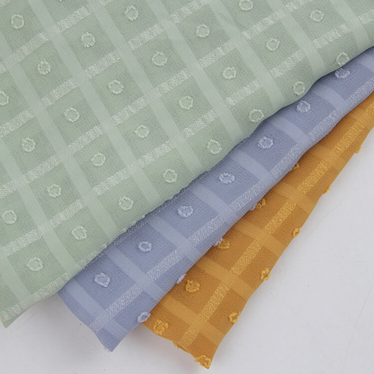 Plaid Jacquard Women's Polyester Chiffon Fabric for Women's Wear Whole 6